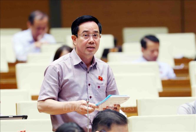Đại biểu Quốc hội tỉnh Thái Bình Nguyễn Văn Huy phát biểu. Ảnh: Phạm Kiên - TTXVN