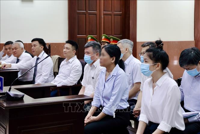 Các bị cáo tại phiên toà. Ảnh: Hồng Giang - TTXVN