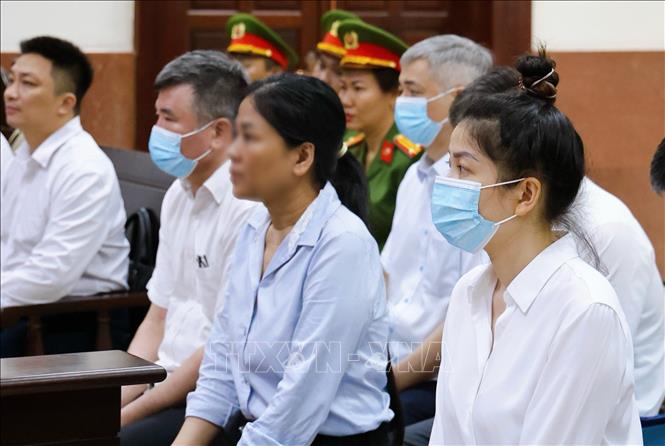 Các bị cáo tại phiên toà. Ảnh: Hồng Giang - TTXVN