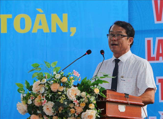 Phó Chủ tịch UBND tỉnh Sóc Trăng Nguyễn Văn Khởi phát biểu tại lễ phát động. Ảnh: Tuấn Phi-TTXVN