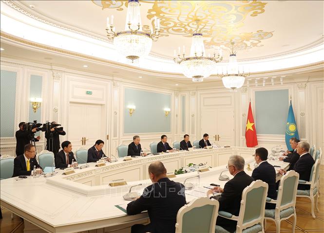Tổng Bí thư Tô Lâm và Tổng thống Kazakhstan Kassym-Jomart Tokayev hội đàm cấp Nhà nước. Ảnh: Thống Nhất – TTXVN