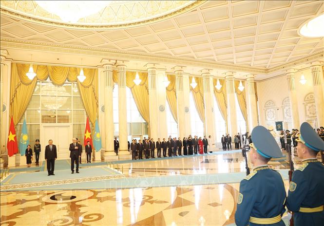 Lễ đón Tổng Bí thư Tô Lâm và Phu nhân thăm cấp Nhà nước tới Cộng hòa Kazakhstan. Ảnh: Thống Nhất - TTXVN

