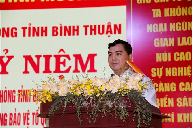 Ông Nguyễn Hoài Anh, Bí thư Tỉnh ủy Bình Thuận phát biểu tại Lễ kỷ niệm. Ảnh: Nguyễn Thanh - TTXVN