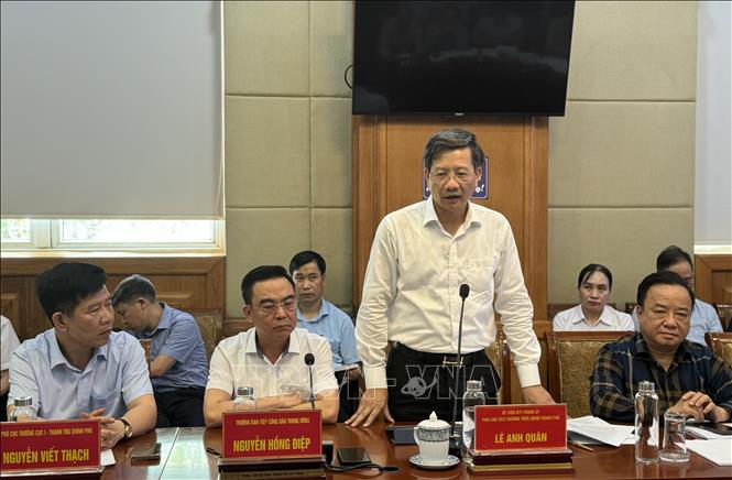 Phó Chủ tịch Thường trực UBND thành phố Hải Phòng Lê Anh Quân phát biểu. Ảnh: Minh Huệ-TTXVN