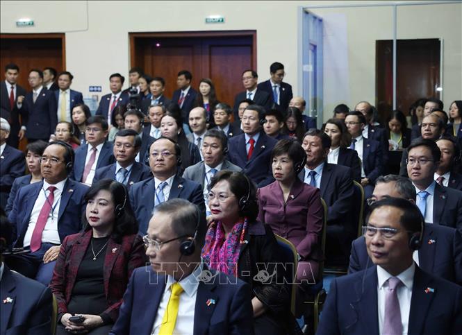 Các đại biểu tham dự sự kiện Tổng Bí thư Tô Lâm phát biểu về chính sách tại Học viện Hành chính Công trực thuộc Tổng thống Kazakhstan. Ảnh: Thống Nhất - TTXVN