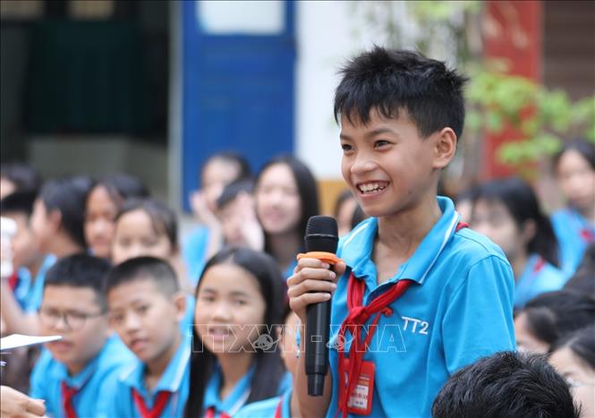 Học sinh Trường THCS Tam Thanh tham gia chương trình. Ảnh: Anh Tuấn – TTXVN