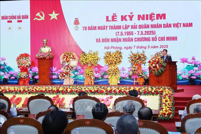 Chủ tịch nước Lương Cường phát biểu chúc mừng Hải quân nhân dân Việt Nam. Ảnh: Lâm Khánh - TTXVN