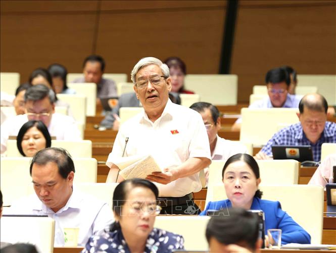 Đại biểu Quốc hội tỉnh Khánh Hoà Lê Xuân Thân phát biểu. Ảnh: Phương Hoa – TTXVN