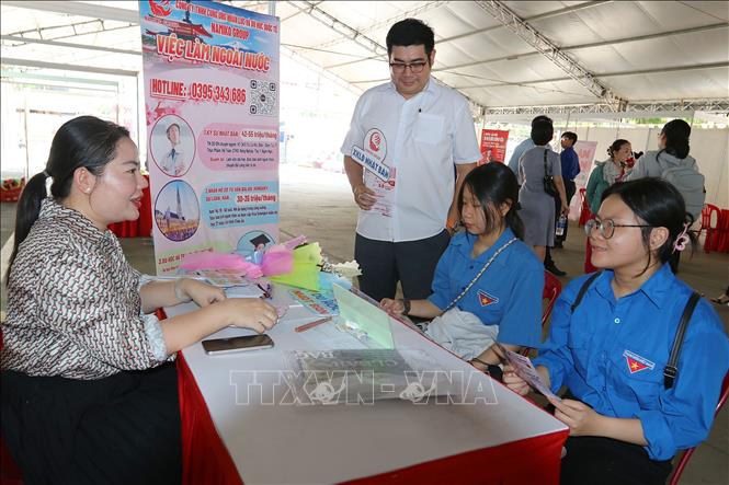 Đông đảo người lao động tìm việc tại Ngày hội việc làm ở Quận 4, TP. Hồ Chí Minh ngày 7/5/2025. Ảnh: Thanh Vũ-TTXVN
