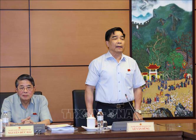 Đại biểu Quốc hội tỉnh Quảng Nam Lê Văn Dũng thảo luận ở tổ. Ảnh: Phương Hoa – TTXVN