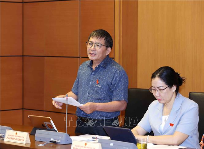 Đại biểu Quốc hội tỉnh Kon Tum Phạm Đình Thanh thảo luận ở tổ. Ảnh: Phương Hoa – TTXVN