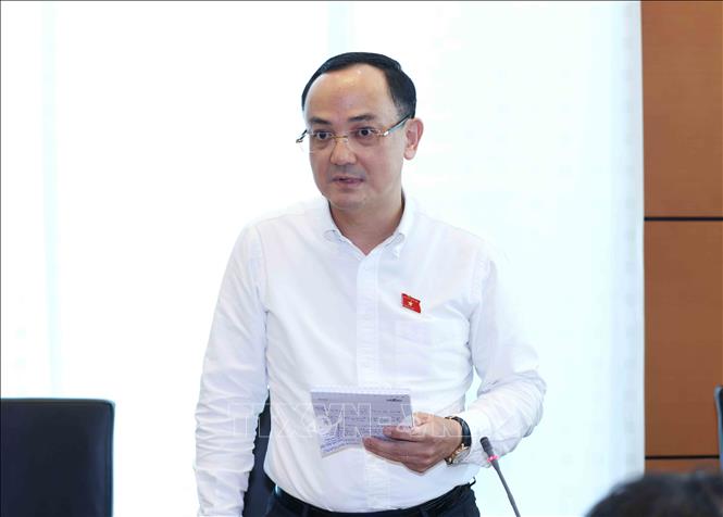 Đại biểu Quốc hội tỉnh Hải Dương Nguyễn Ngọc Sơn thảo luận ở tổ. Ảnh: Phương Hoa - TTXVN