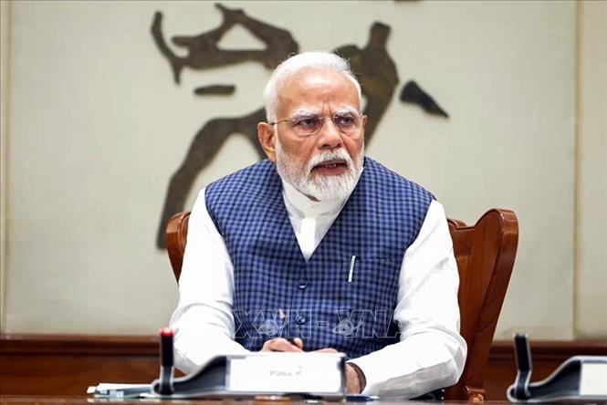 Thủ tướng Ấn Độ Narendra Modi chủ trì cuộc họp Nội các liên bang ở New Delhi ngày 7/5/2025. Ảnh: ANI/TTXVN