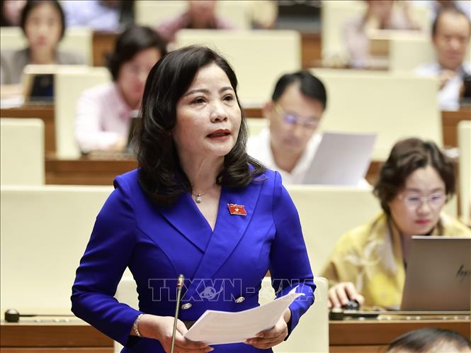 Đại biểu Quốc hội tỉnh Đắk Lắk Nguyễn Thị Thu Nguyệt phát biểu. Ảnh: Doãn Tấn - TTXVN