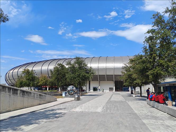 Sân vận động BBVA tại thành phố Monterrey, bang Nuevo Leon của Mexico có sức chứa 53.500 người, một trong những địa điểm sẽ diễn ra các trận đấu World Cup 2026. Ảnh: Phương Lan- PV TTXVN tại Mexico 