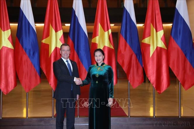 Chủ tịch Quốc hội Nguyễn Thị Kim Ngân hội kiến Thủ tướng Liên bang Nga Dmitry Medvedev thăm chính thức Việt Nam (19/11/2018). Ảnh: Trọng Đức – TTXVN