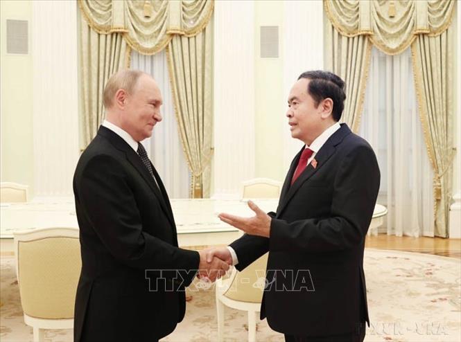 Chiều 10/9/2024 (giờ địa phương), tại Điện Kremli ở Thủ đô Moskva, Chủ tịch Quốc hội Trần Thanh Mẫn hội kiến Tổng thống Liên bang Nga Vladimir Putin. Ảnh: Thống Nhất – TTXVN