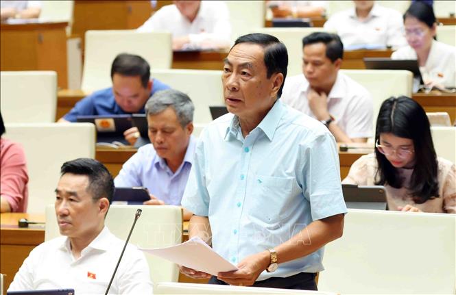 Đại biểu Quốc hội tỉnh Đồng Tháp Phạm Văn Hòa phát biểu. Ảnh: Phạm Kiên - TTXVN