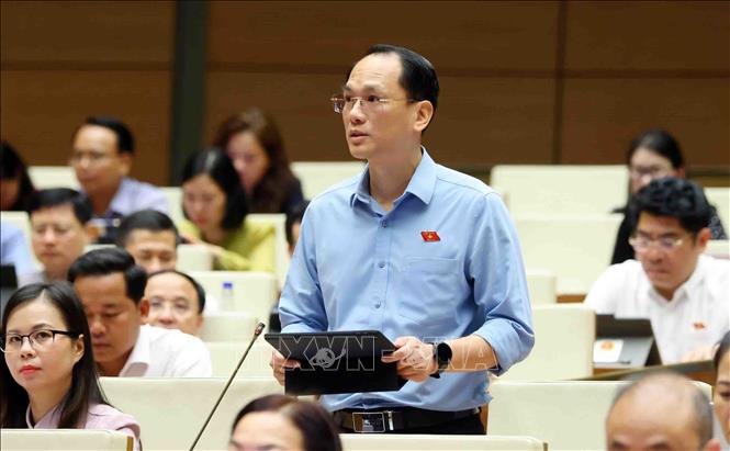 Đại biểu Quốc tỉnh Lạng Sơn Lưu Bá Mạc phát biểu. Ảnh: Phạm Kiên - TTXVN
