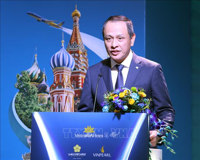 Tổng Giám đốc hãng hàng không Vietnam Airlines Lê Hồng Hà phát biểu. Ảnh: Thống Nhất – TTXVN