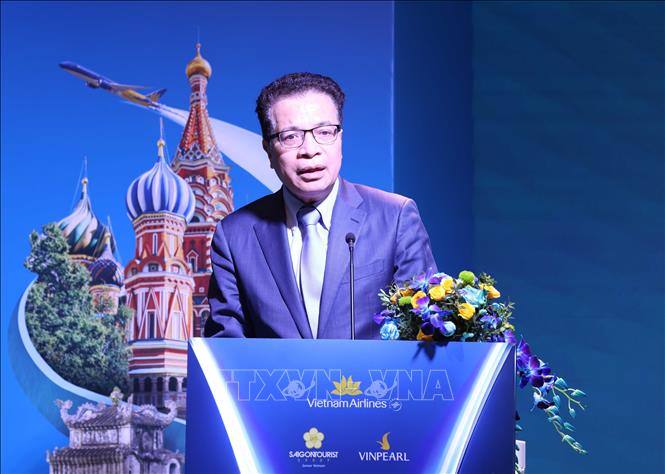 Đại sứ Việt Nam tại Liên Bang Nga Đặng Minh Khôi phát biểu. Ảnh: Thống Nhất – TTXVN