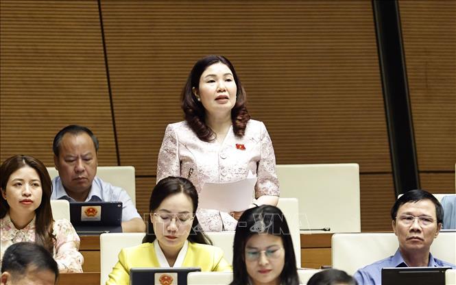 Đại biểu Quốc hội tỉnh Bắc Ninh Trần Thị Vân phát biểu. Ảnh: Doãn Tấn - TTXVN