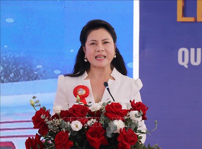 Bà Trần Thị Hoàng Mai, Giám đốc Sở Văn hóa, Thể thao và Du lịch Hải Phòng phát biểu tại buổi lễ. Ảnh: Hoàng Ngọc - TTXVN