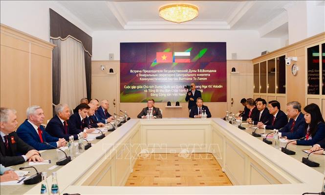 Party General Secretary To Lam meets with Duma Chairman Vyacheslav Volodin. VNA/Photo by courtesy