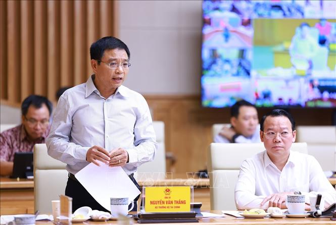 Bộ trưởng Bộ Tài chính Nguyễn Văn Thắng phát biểu. Ảnh: Dương Giang-TTXVN