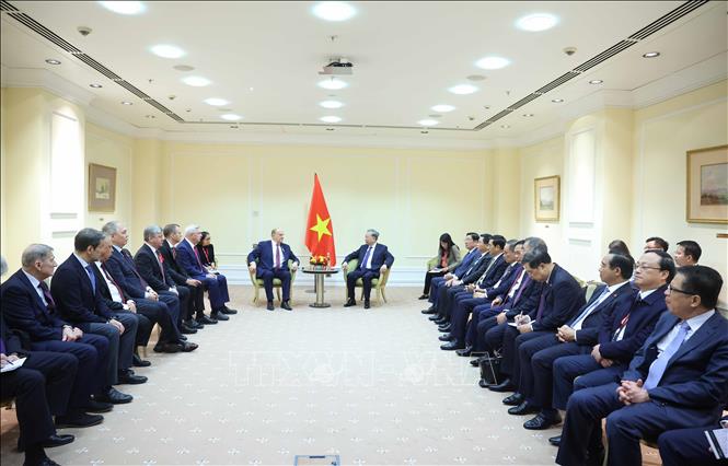 Tổng Bí thư Tô Lâm tiếp Chủ tịch Đảng Cộng sản Nga Gennady Zyuganov. Ảnh: Thống Nhất – TTXVN