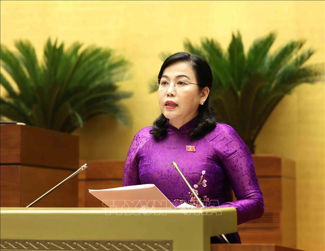 Chủ nhiệm Ủy ban Công tác đại biểu của Quốc hội Nguyễn Thanh Hải trình bày Tờ trình dự án Luật sửa đổi, bổ sung một số điều của Luật Bầu cử đại biểu Quốc hội và đại biểu Hội đồng nhân dân. Ảnh: Phương Hoa - TTXVN