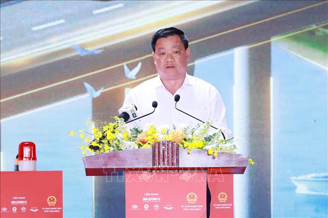 Bí thư Tỉnh uỷ Thái Bình Nguyễn Khắc Thận phát biểu. Ảnh: Dương Giang-TTXVN