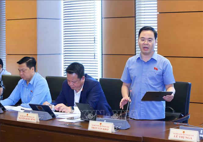 Đại biểu Quốc hội tỉnh Hà Nam Trần Văn Khải thảo luận ở tổ. Ảnh: Phương Hoa - TTXVN