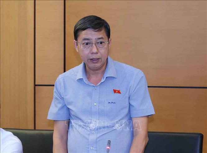 Đại biểu Quốc hội Thành phố Đà Nẵng Trần Đình Chung thảo luận ở tổ. Ảnh: Phương Hoa - TTXVN