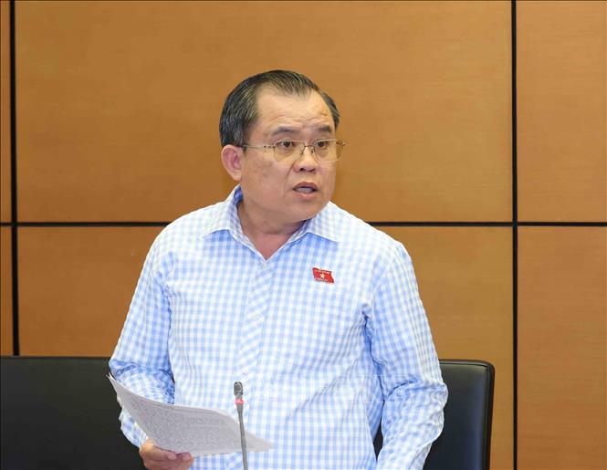 Đại biểu Quốc hội tỉnh Bà rịa - Vũng tàu Nguyễn Tâm Hùng thảo luận ở tổ. Ảnh: Phương Hoa - TTXVN