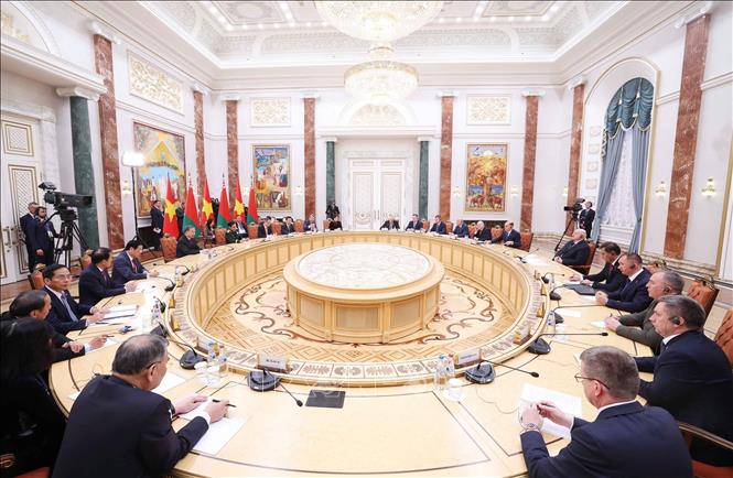 Tổng Bí thư Tô Lâm hội đàm chính thức với Tổng thống Belarus Aleksandr Lukashenko. Ảnh: Thống Nhất – TTXVN