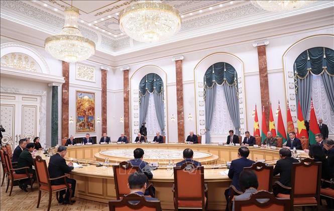 Tổng Bí thư Tô Lâm hội đàm chính thức với Tổng thống Belarus Aleksandr Lukashenko. Ảnh: Thống Nhất – TTXVN
