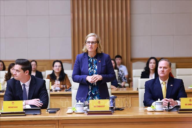 Bà Lynne Gadkowski, Tham tán Kinh tế, Đại sứ quán Hoa Kỳ tại Việt Nam phát biểu. Ảnh: Dương Giang-TTXVN