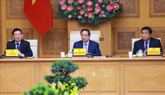 Thủ tướng Phạm Minh Chính gặp mặt các doanh nghiệp Hoa Kỳ đang đầu tư, kinh doanh tại Việt Nam. Ảnh: Dương Giang-TTXVN
