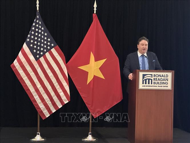 Đại sứ Hoa Kỳ tại Việt Nam Marc Knapper phát biểu tại sự kiện “Kết nối với Việt Nam”. Ảnh: Ngọc Quang - PV TTXVN tại Hoa Kỳ