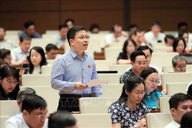 Đại biểu Quốc hội tỉnh Kiên Giang Nguyễn Danh Tú phát biểu. Ảnh: An Đăng - TTXVN