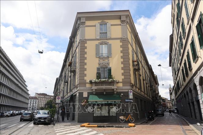 Phía trước quán Antica Trattoria della Pesa. Ảnh: Thanh Hải - PV TTXVN tại Italy