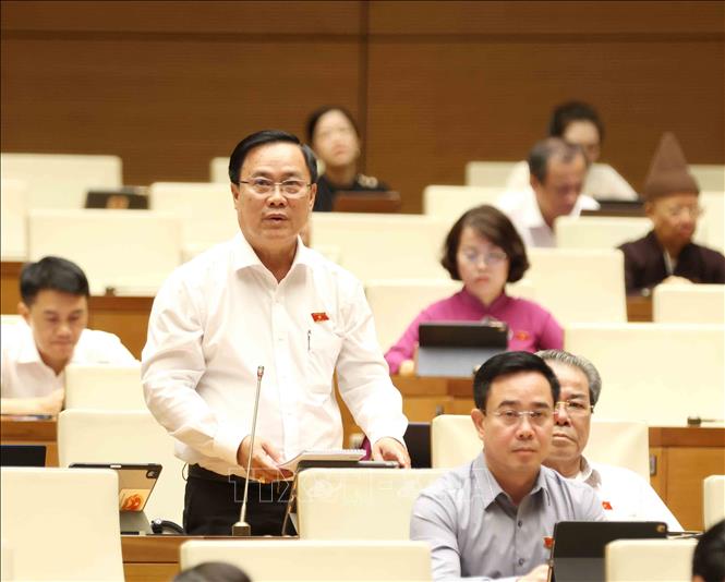 Đại biểu Quốc hội tỉnh Cà Mau Nguyễn Quốc Hận phát biểu. Ảnh: Phương Hoa – TTXVN