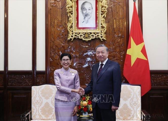 Chiều 18/10/2024, tại Phủ Chủ tịch, Tổng Bí thư, Chủ tịch nước Tô Lâm tiếp Đại sứ Vương quốc Thái Lan Urawadee Sriphiromya tới trình Quốc thư, nhận nhiệm vụ tại Việt Nam. Ảnh: Lâm Khánh – TTXVN