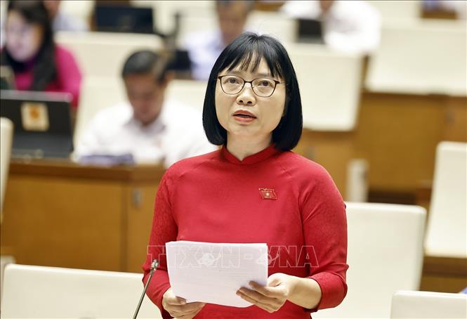 Đại biểu Quốc hội tỉnh Hải Dương Nguyễn Thị Việt Nga phát biểu. Ảnh: Doãn Tấn - TTXVN