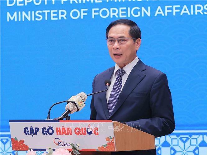  Phó Thủ tướng, Bộ trưởng Bộ Ngoại giao Bùi Thanh Sơn phát biểu chỉ đạo. Ảnh: An Đăng - TTXVN