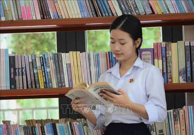Chân dung Liên đội trưởng Hà Phan Bách Hợp, học sinh lớp 9/10 (Liên đội trưởng trường Trung học cơ sở Tây Sơn, quận Hải Châu, thành phố Đà Nẵng). Ảnh: Văn Dũng-TTXVN