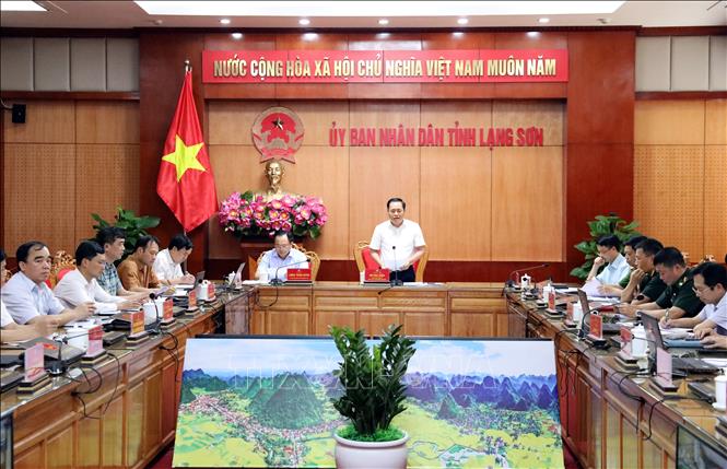 Chủ tịch UBND tỉnh Lạng Sơn Hồ Tiến Thiệu phát biểu chỉ đạo tại hội nghị. Ảnh: Văn Đạt - TTXVN