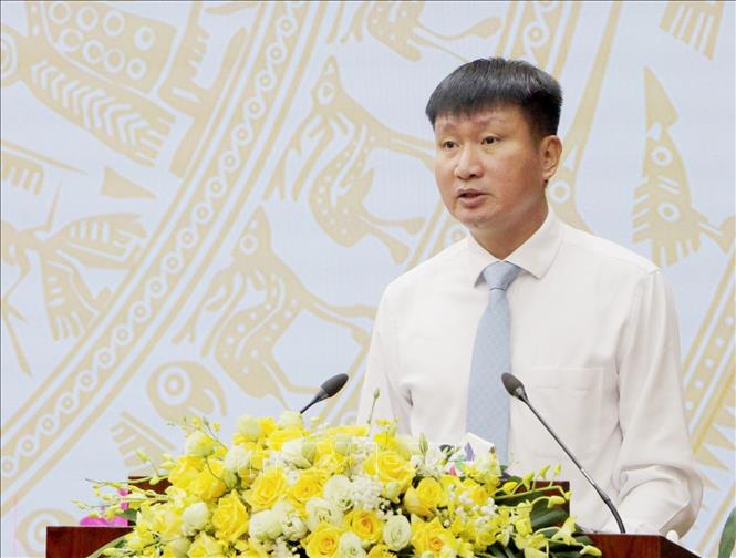 Bí thư Tỉnh ủy Yên Bái Trần Huy Tuấn phát biểu bế mạc Hội nghị. Ảnh: TTXVN phát