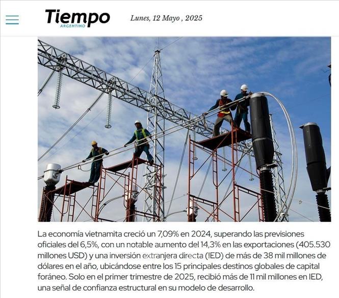 Ảnh chụp màn hình bài báo. Ảnh: Diệu Hương - PV TTXVN tại Buenos Aires